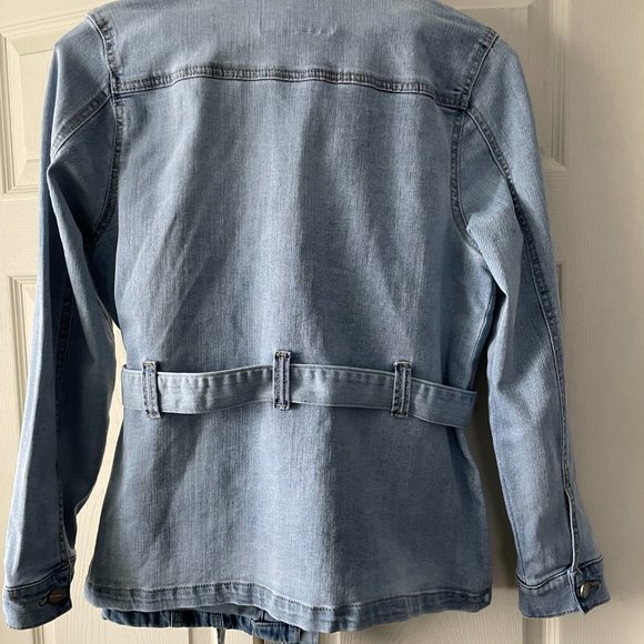 Mid Length Belted Denium Jacket - Picture 4 of 5